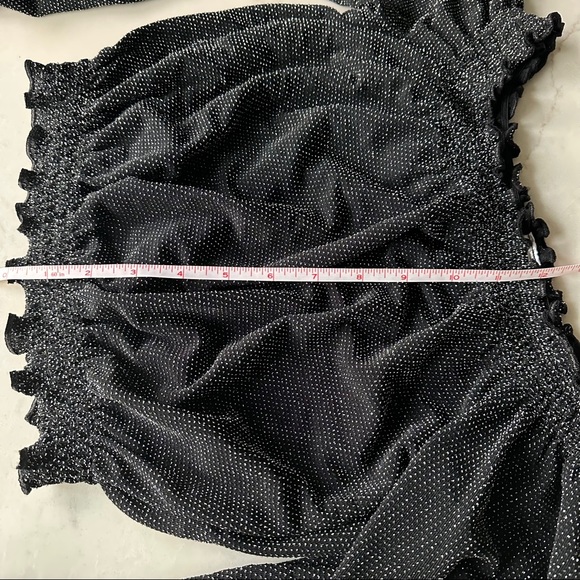 Cropped black and silver long sleeved boho blouse - Picture 5 of 6